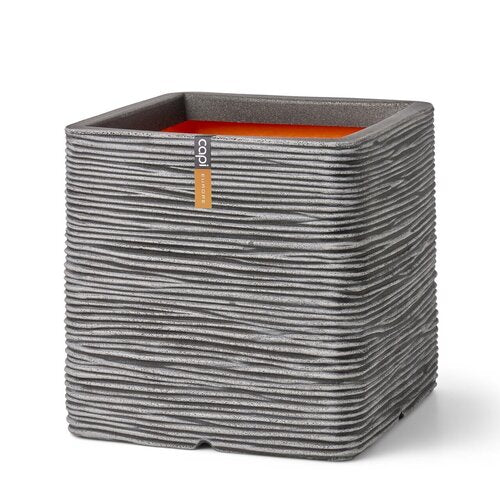 Bloempot Pot vierkant rib NL 40x40x40 antraciet Capi Europe